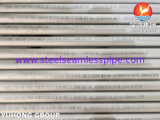 ASTM A269 TP304 Bụi không may thép không may trơn trơn cho máy trao đổi nhiệt và dịch vụ chung