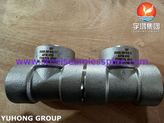 Phụ kiện hàn ổ cắm bằng thép không gỉ ASTM A182 F316L B16.11 Phụ kiện rèn Tê đều SW